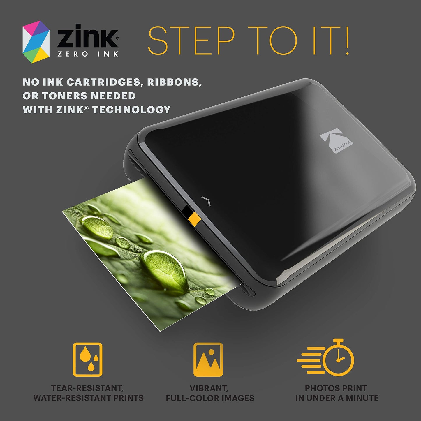 Tragbarer Mini-Fotodrucker für Smartphone – Sofortdruck in Farbe auf 2x3” Klebefotos, Kabelloser Fotodruck per Bluetooth, Kompatibel mit iOS & Android, Inklusive Bearbeitungs-App – Schwarz