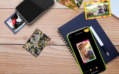 Tragbarer Mini-Fotodrucker für Smartphone – Sofortdruck in Farbe auf 2x3” Klebefotos, Kabelloser Fotodruck per Bluetooth, Kompatibel mit iOS & Android, Inklusive Bearbeitungs-App – Schwarz