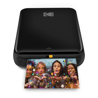 Tragbarer Mini-Fotodrucker für Smartphone – Sofortdruck in Farbe auf 2x3” Klebefotos, Kabelloser Fotodruck per Bluetooth, Kompatibel mit iOS & Android, Inklusive Bearbeitungs-App – Schwarz