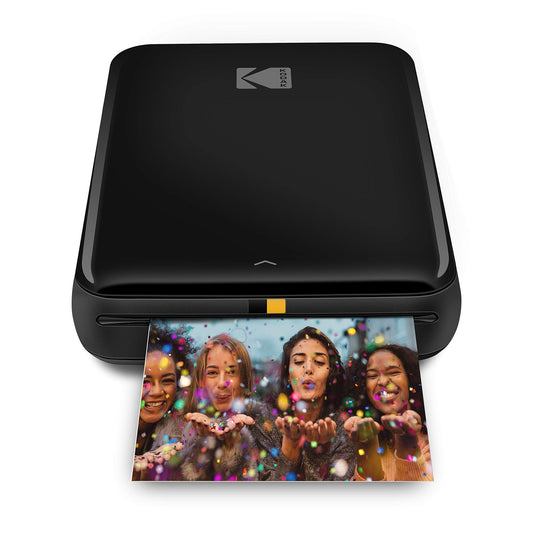 Tragbarer Mini-Fotodrucker für Smartphone – Sofortdruck in Farbe auf 2x3” Klebefotos, Kabelloser Fotodruck per Bluetooth, Kompatibel mit iOS & Android, Inklusive Bearbeitungs-App – Schwarz